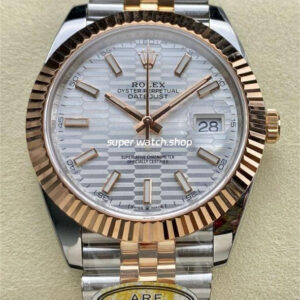 ARF Factory Counterweight Rolex Datejust 41 126331-0018 41mm Half Rose Gold Fluted Silver Dial Jubilee