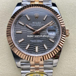 ARF Factory Counterweight Rolex Datejust 41 126331-0020 41mm Half Rose Gold Fluted Grey Dial Jubilee
