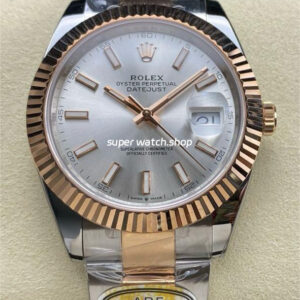 ARF Factory Counterweight Rolex Datejust 41 126331 41mm Half Rose Gold Silver Dial