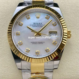 ARF Factory Counterweight Rolex Datejust 41 126333-0017 41mm Half Yellow Gold Mother Of Pearl Diamond Dial