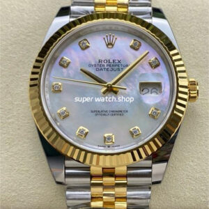 ARF Factory Counterweight Rolex Datejust 41 126333-0018 41mm Half Yellow Gold Mother Of Pearl Diamond Dial Jubilee
