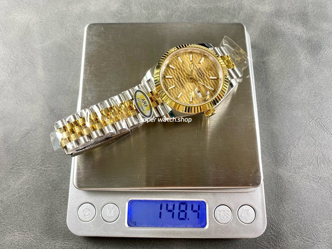 ARF Factory Counterweight Rolex Datejust 41 126333-0022 41mm Half Yellow Gold Fluted Champagne Dial Jubilee - Image 11