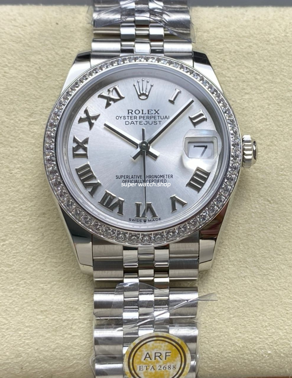 ARF Factory Counterweight Rolex Datejust Jubilee 278384RBR 31mm Diamond Bezel Roman Numerals Silver Dial