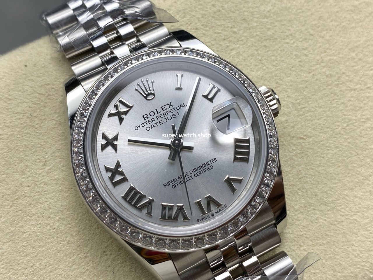 ARF Factory Counterweight Rolex Datejust Jubilee 278384RBR 31mm Diamond Bezel Roman Numerals Silver Dial - Image 2