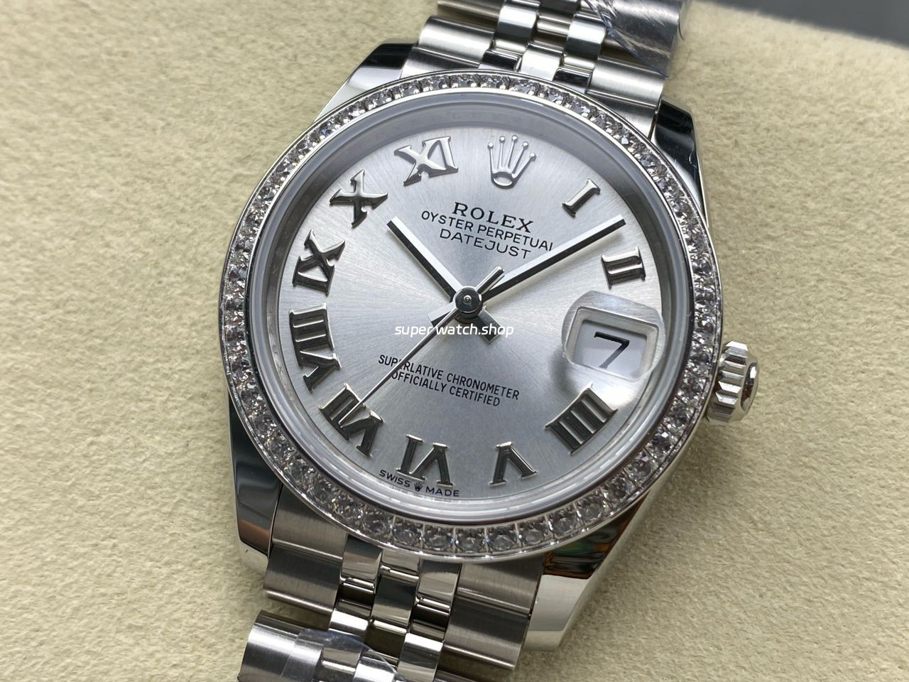 ARF Factory Counterweight Rolex Datejust Jubilee 278384RBR 31mm Diamond Bezel Roman Numerals Silver Dial - Image 3