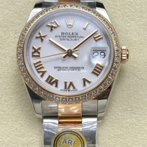 ARF Factory Counterweight Rolex Datejust Oyster 278381RBR-0003 31mm Rose Gold Diamond Bezel Roman Numerals White Dial
