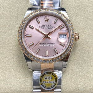 ARF Factory Counterweight Rolex Datejust Oyster 278381RBR-0019 31mm Rose Gold Diamond Bezel Sunburst Dial