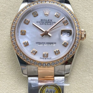 ARF Factory Counterweight Rolex Datejust Oyster 278381RBR-0025 31mm Rose Gold Diamond Bezel Mother of Pearl Dial