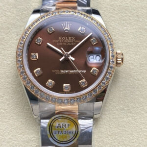 ARF Factory Counterweight Rolex Datejust Oyster 278381RBR-0027 31mm Rose Gold Diamond Bezel Brown Dial