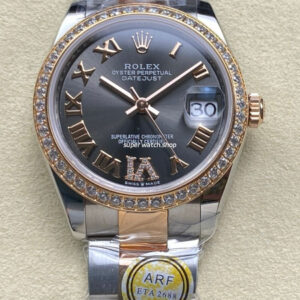 ARF Factory Counterweight Rolex Datejust Oyster 278381RBR-0029 31mm Rose Gold Diamond Bezel Roman VI Grey Dial