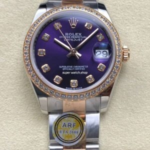 ARF Factory Counterweight Rolex Datejust Oyster 278381RBR 31mm Rose Gold Diamond Bezel Purple Dial