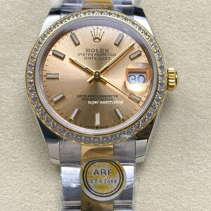 ARF Factory Counterweight Rolex Datejust Oyster 278383RBR-0013 31mm Yellow Gold Diamond Bezel Champagne Dial