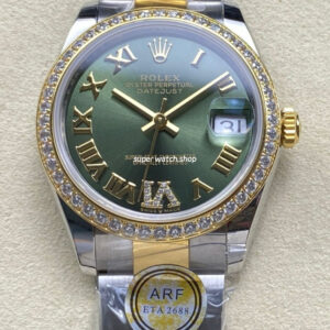 ARF Factory Counterweight Rolex Datejust Oyster 278383RBR-0015 31mm Yellow Gold Diamond Bezel Roman VI Green Dial