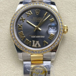 ARF Factory Counterweight Rolex Datejust Oyster 278383RBR-0017 31mm Yellow Gold Diamond Bezel Roman VI Grey Dial
