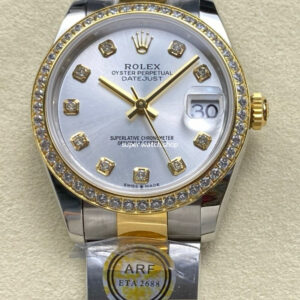 ARF Factory Counterweight Rolex Datejust Oyster 278383RBR-0019 31mm Yellow Gold Diamond Bezel Silver Dial