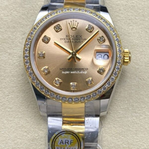 ARF Factory Counterweight Rolex Datejust Oyster 278383RBR-0025 31mm Yellow Gold Diamond Bezel Champagne Dial