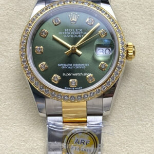 ARF Factory Counterweight Rolex Datejust Oyster 278383RBR-0029 31mm Yellow Gold Diamond Bezel Green Dial