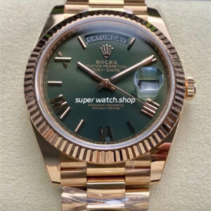 ARF Factory Counterweight Rolex Day-Date 228235-0025 40mm Full Rose Gold Roman Numerals Olive Green Dial