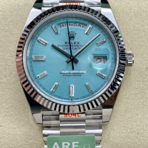 ARF Factory Counterweight Rolex Day-Date 228236-0006 40mm Platinum Baguette Diamond Ice Blue Dial