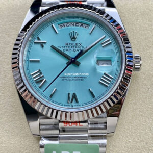 ARF Factory Counterweight Rolex Day-Date 228236-0012 40mm Platinum Roman Numerals Ice Blue Dial