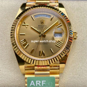 ARF Factory Counterweight Rolex Day-Date 228238 40mm Full Yellow Gold Roman Numerals Gold Dial