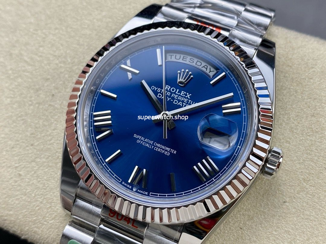 ARF Factory Counterweight Rolex Day-Date 228239-0007 40mm White Gold Roman Numerals Blue Dial - Image 3