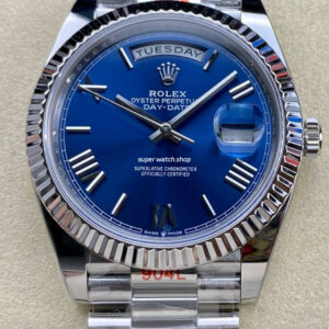 ARF Factory Counterweight Rolex Day-Date 228239-0007 40mm White Gold Roman Numerals Blue Dial