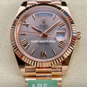 ARF Factory Counterweight Rolex Day-Date 228245-0001 40mm Full Rose Gold Roman Numerals Pink Dial