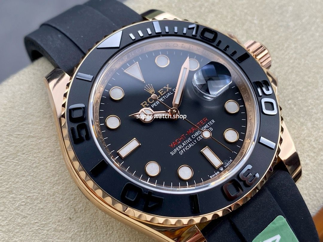 ARF Factory Counterweight Rolex Yacht-Master 40 126655 40mm Rose Gold Rubber Strap Black Dial - Image 2