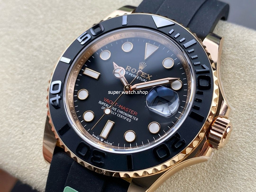 ARF Factory Counterweight Rolex Yacht-Master 40 126655 40mm Rose Gold Rubber Strap Black Dial - Image 3