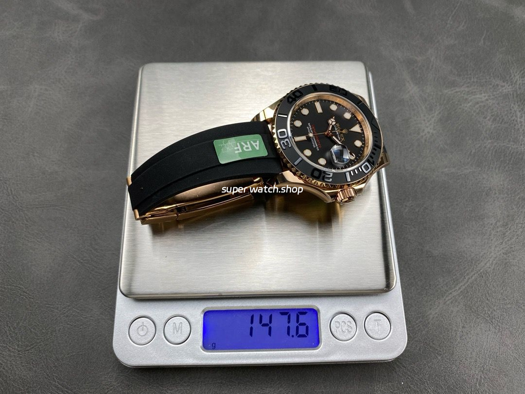 ARF Factory Counterweight Rolex Yacht-Master 40 126655 40mm Rose Gold Rubber Strap Black Dial - Image 9
