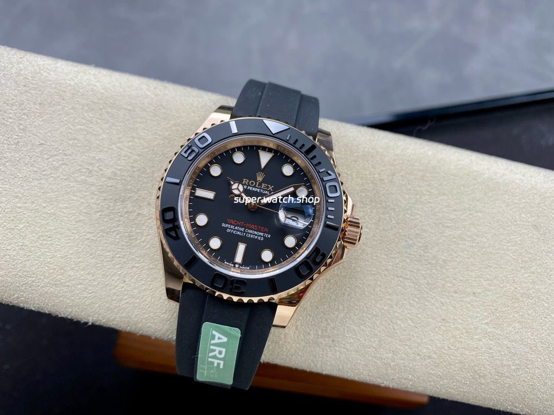 ARF Factory Counterweight Rolex Yacht-Master 40 126655 40mm Rose Gold Rubber Strap Black Dial - Image 4