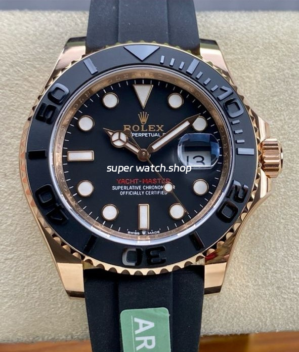 ARF Factory Counterweight Rolex Yacht-Master 40 126655 40mm Rose Gold Rubber Strap Black Dial