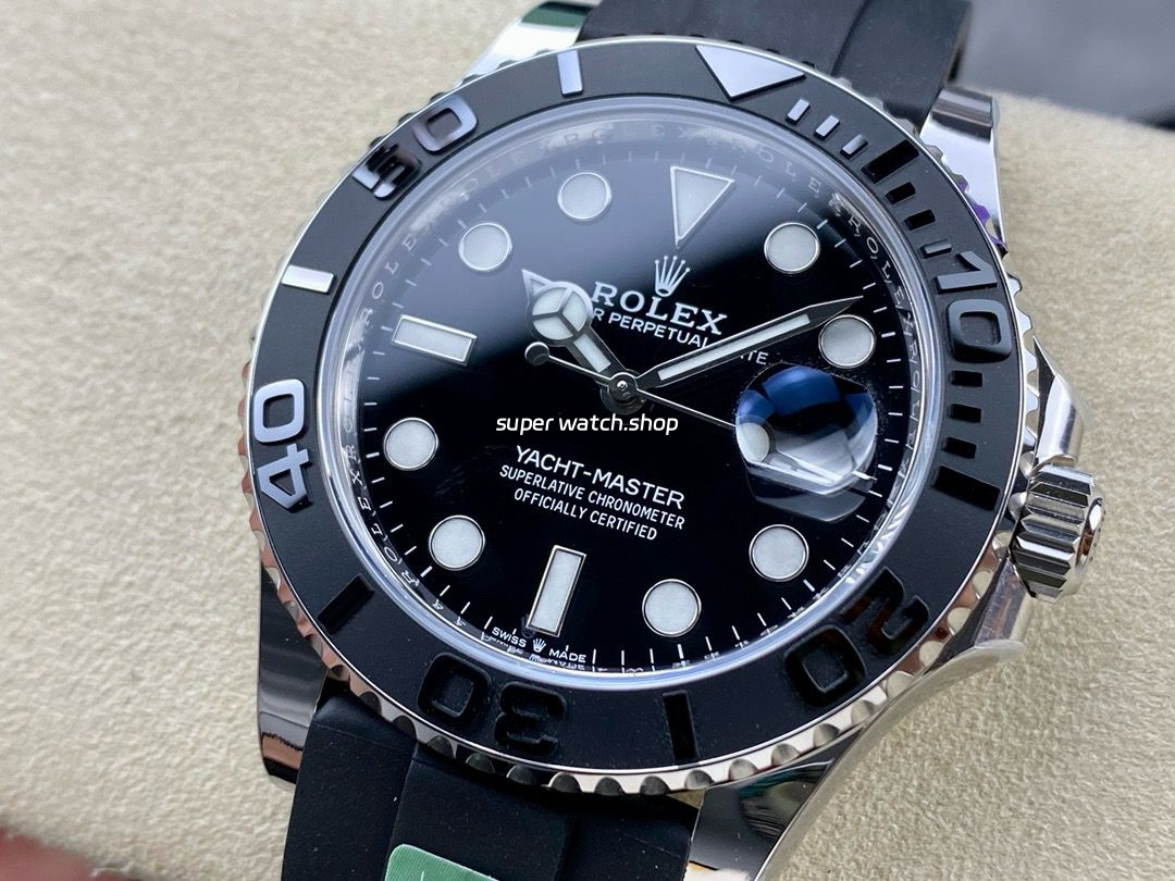 ARF Factory Counterweight Rolex Yacht-Master 42 226659 42mm White Gold Rubber Strap Black Dial - Image 3