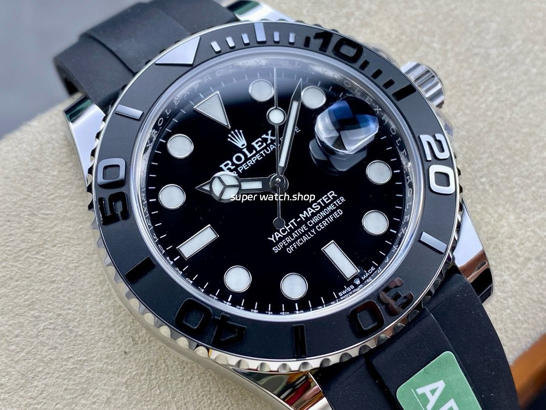 ARF Factory Counterweight Rolex Yacht-Master 42 226659 42mm White Gold Rubber Strap Black Dial - Image 2