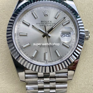 ARF Factory Rolex Datejust 41 126334-0004 41mm White Gold 904L Silver Dial Jubilee