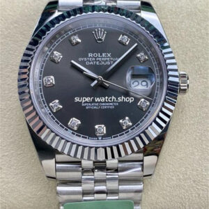ARF Factory Rolex Datejust 41 126334-0006 41mm White Gold 904L Grey Diamond Dial Jubilee