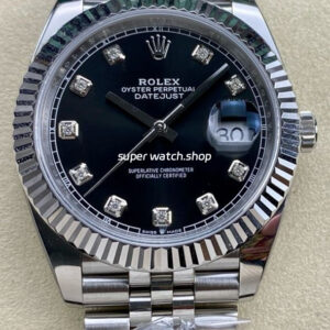 ARF Factory Rolex Datejust 41 126334-0012 41mm White Gold 904L Diamond Black Dial Jubilee