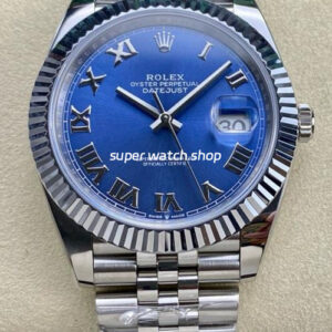 ARF Factory Rolex Datejust 41 126334-0026 41mm White Gold 904L Roman Numerals Blue Dial Jubilee