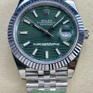 ARF Factory Rolex Datejust 41 126334-0030 41mm White Gold 904L Green Fluted Dial Jubilee