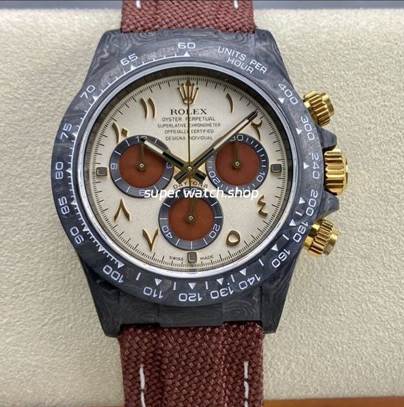 DIW Factory Rolex Daytona 116500 Limited Edition 40mm Carbon Fiber Artificial Fiber Woven Strap Middle Eastern Digital Gold Dial