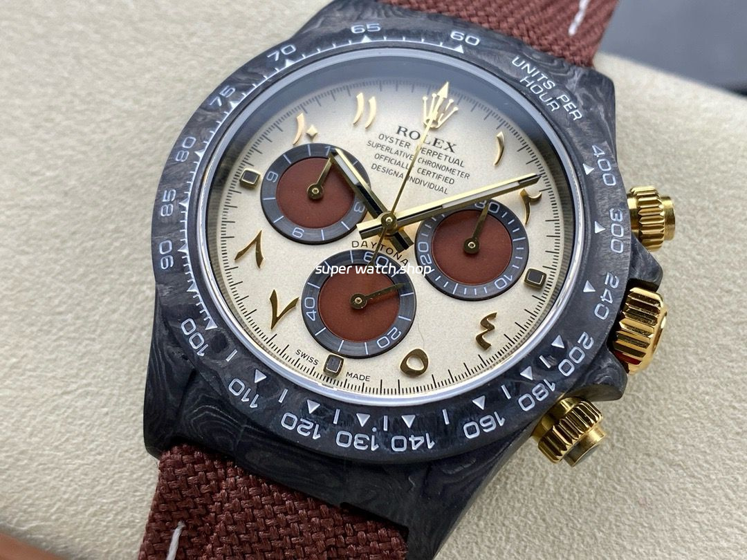 DIW Factory Rolex Daytona 116500 Limited Edition 40mm Carbon Fiber Artificial Fiber Woven Strap Middle Eastern Digital Gold Dial - Image 3