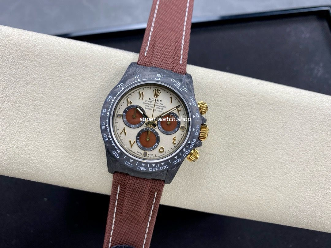 DIW Factory Rolex Daytona 116500 Limited Edition 40mm Carbon Fiber Artificial Fiber Woven Strap Middle Eastern Digital Gold Dial - Image 4
