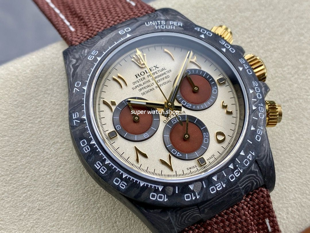 DIW Factory Rolex Daytona 116500 Limited Edition 40mm Carbon Fiber Artificial Fiber Woven Strap Middle Eastern Digital Gold Dial - Image 2