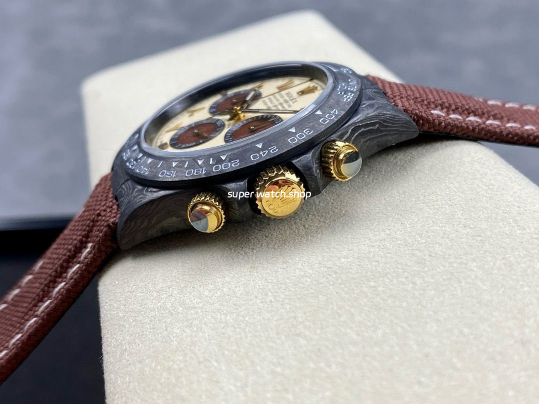 DIW Factory Rolex Daytona 116500 Limited Edition 40mm Carbon Fiber Artificial Fiber Woven Strap Middle Eastern Digital Gold Dial - Image 6