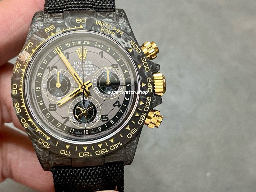 DIW Factory Rolex Daytona 116500 Limited Edition 40mm Carbon Fiber Artificial Fiber Woven Strap Arabic Number Grey Dial