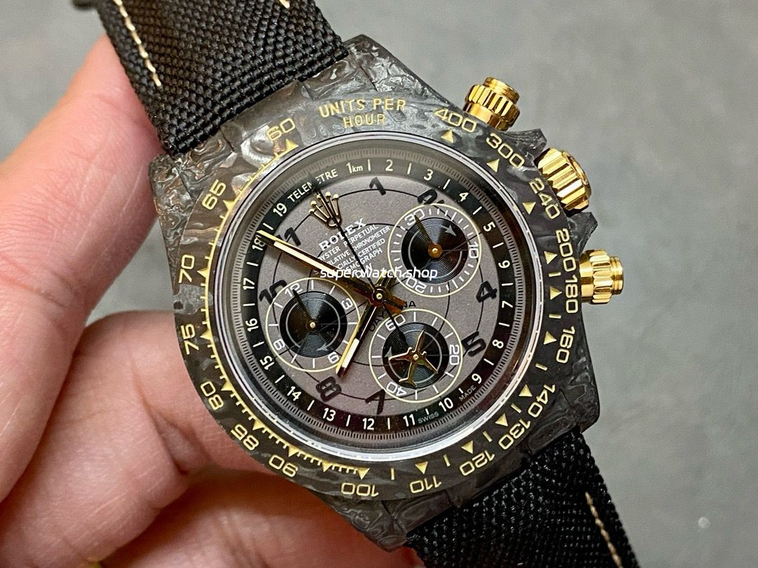 DIW Factory Rolex Daytona 116500 Limited Edition 40mm Carbon Fiber Artificial Fiber Woven Strap Arabic Number Grey Dial - Image 2
