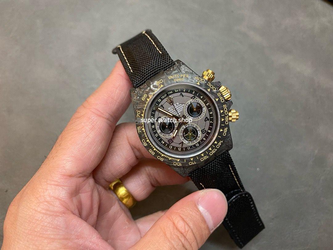 DIW Factory Rolex Daytona 116500 Limited Edition 40mm Carbon Fiber Artificial Fiber Woven Strap Arabic Number Grey Dial - Image 4