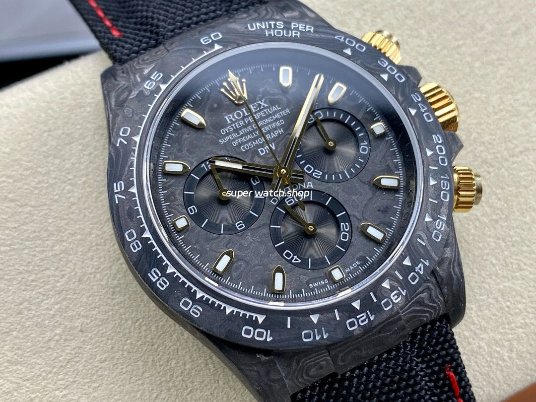 DIW Factory Rolex Daytona 116500 Limited Edition 40mm Carbon Fiber Artificial Fiber Woven Strap Carbon Fiber Dial - Image 2