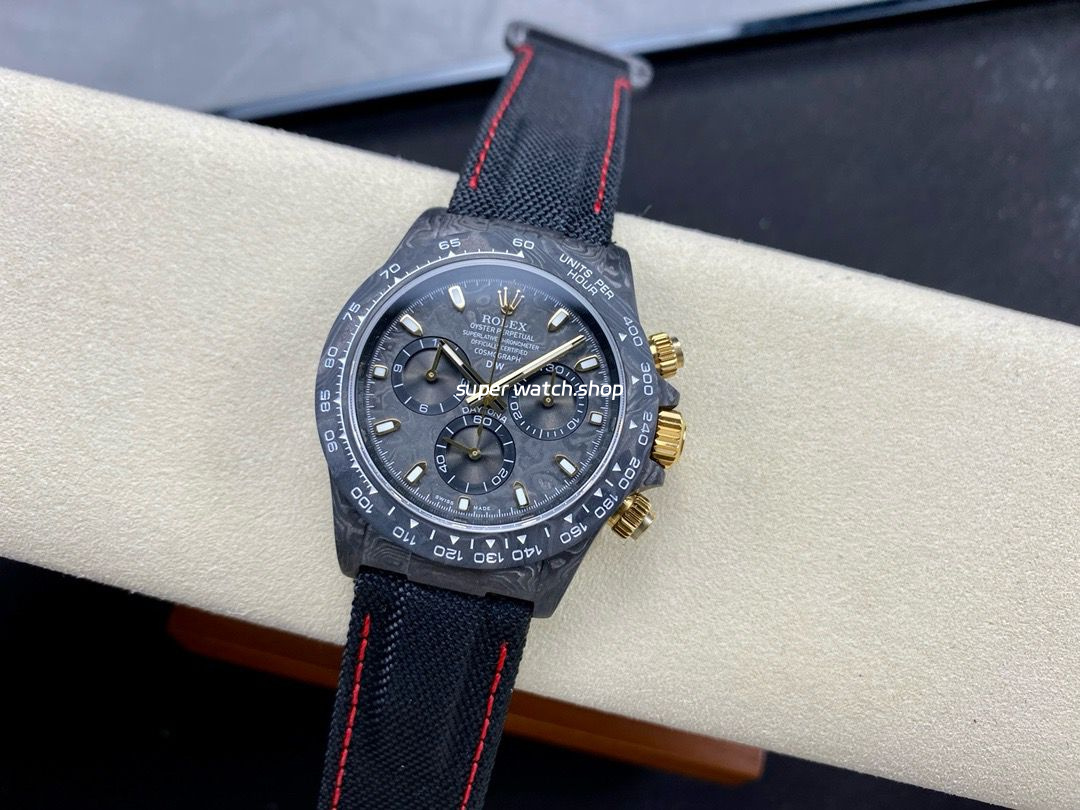 DIW Factory Rolex Daytona 116500 Limited Edition 40mm Carbon Fiber Artificial Fiber Woven Strap Carbon Fiber Dial - Image 4